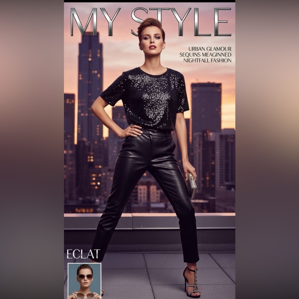 🆕DKNY Sparkling Black Sequin Top